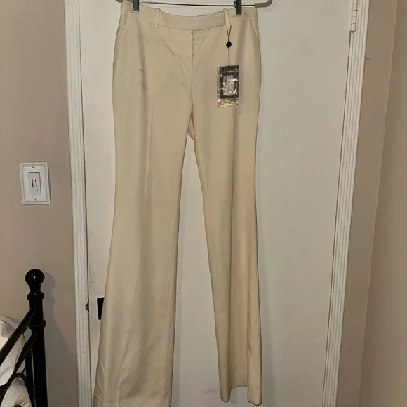 NWT Alexander MCQUEEN Crepe Ivory bootcut pants Size 44 (US8) - Picture 6 of 12